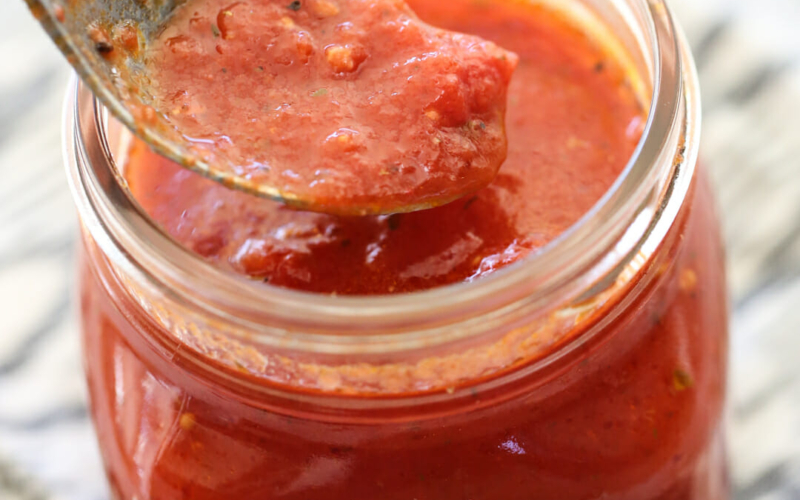 Simple pizza sauce in jar