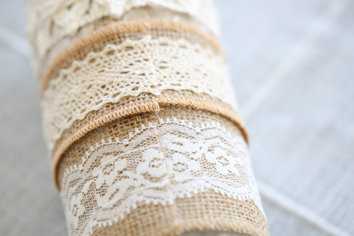 wrapped vase in lace