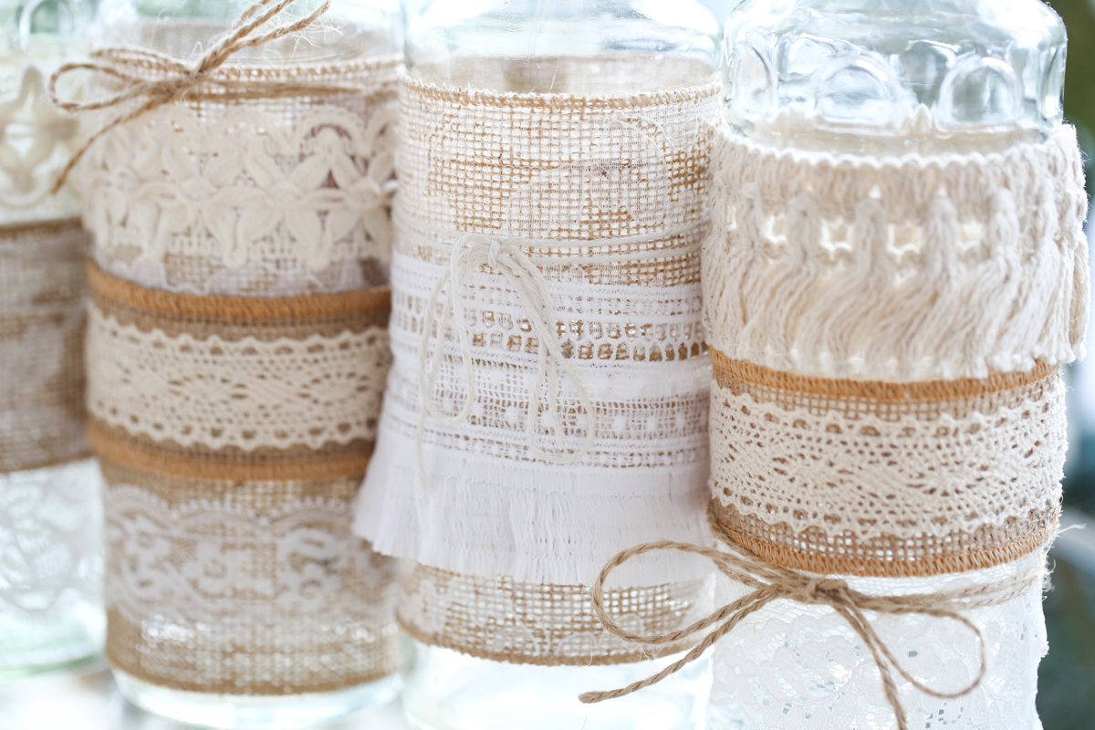 close up of diy boho vases