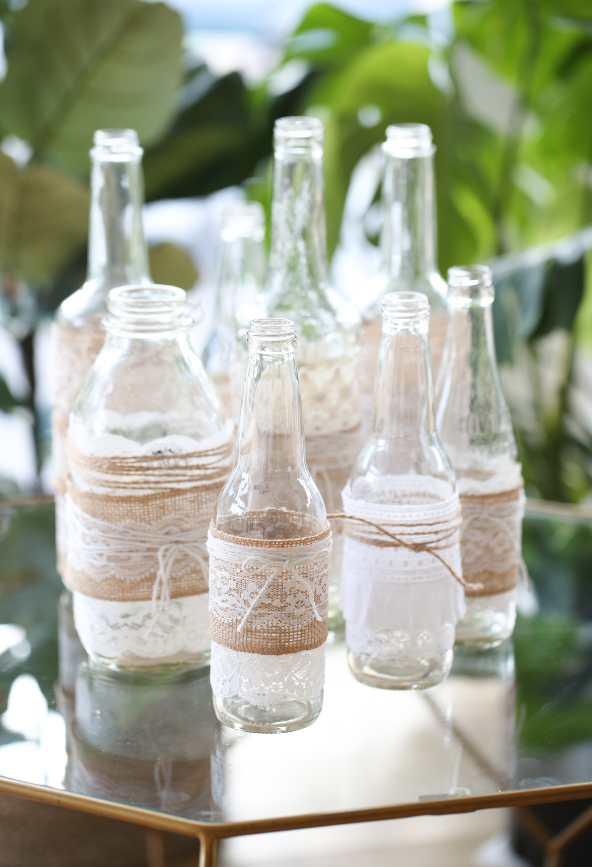 boho twine and lace vases