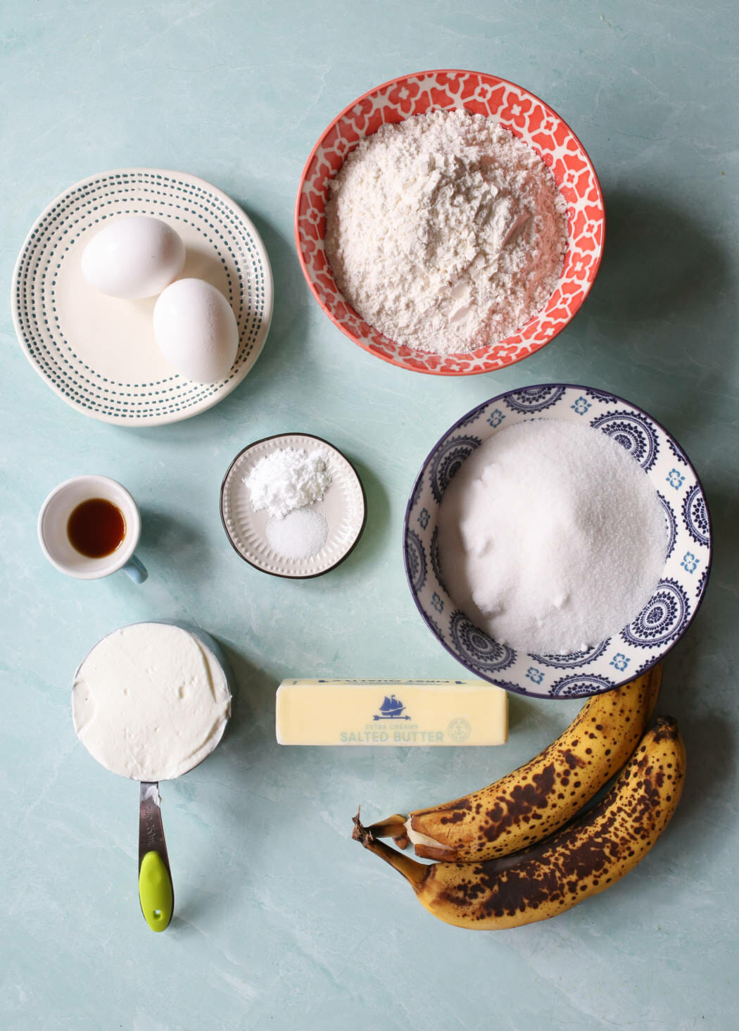 ingredients for banana bars with cream cheese icing from our best bites