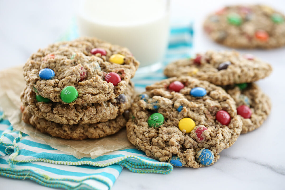 monster cookies on napkin