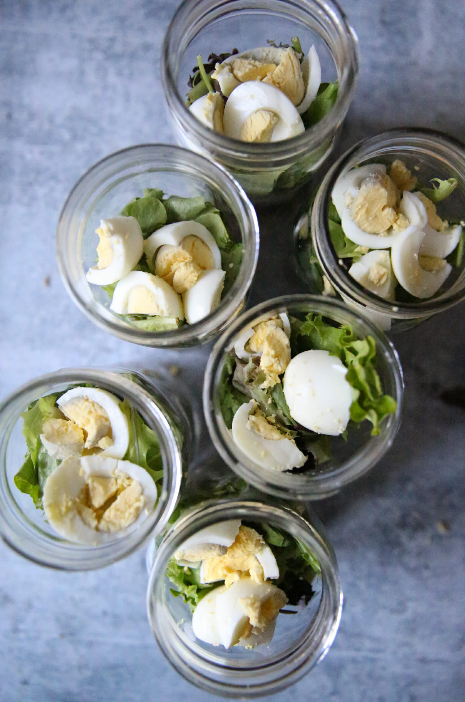 hard boiled egg in salad jar