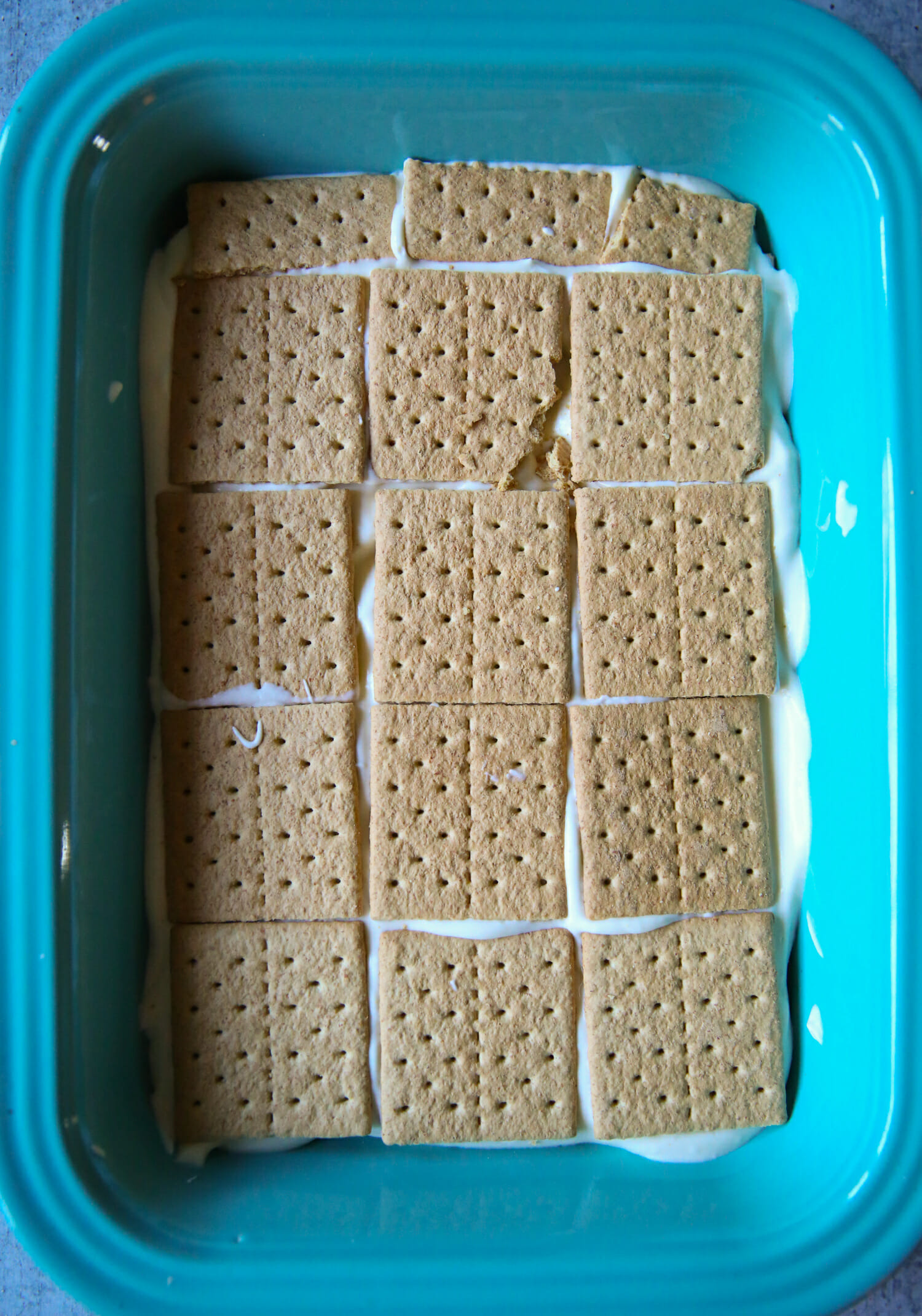 graham crackers on cream