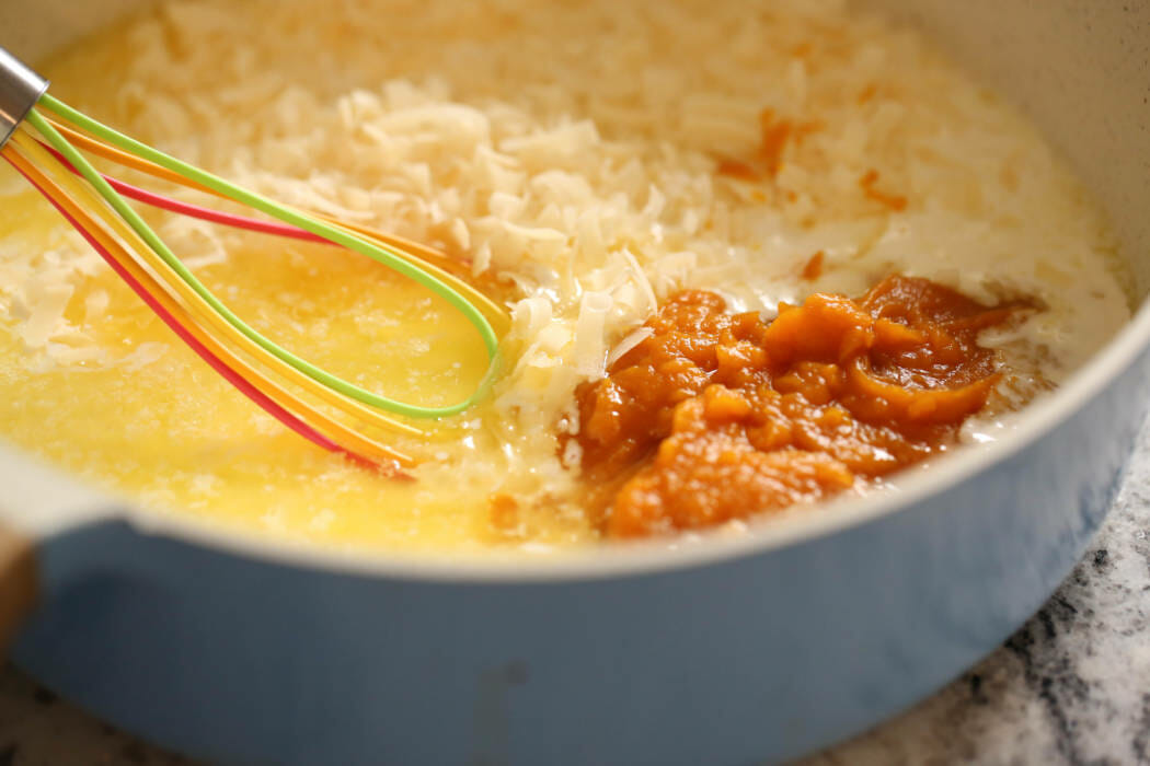 Pumpkin Alfredo Sauce in Pan