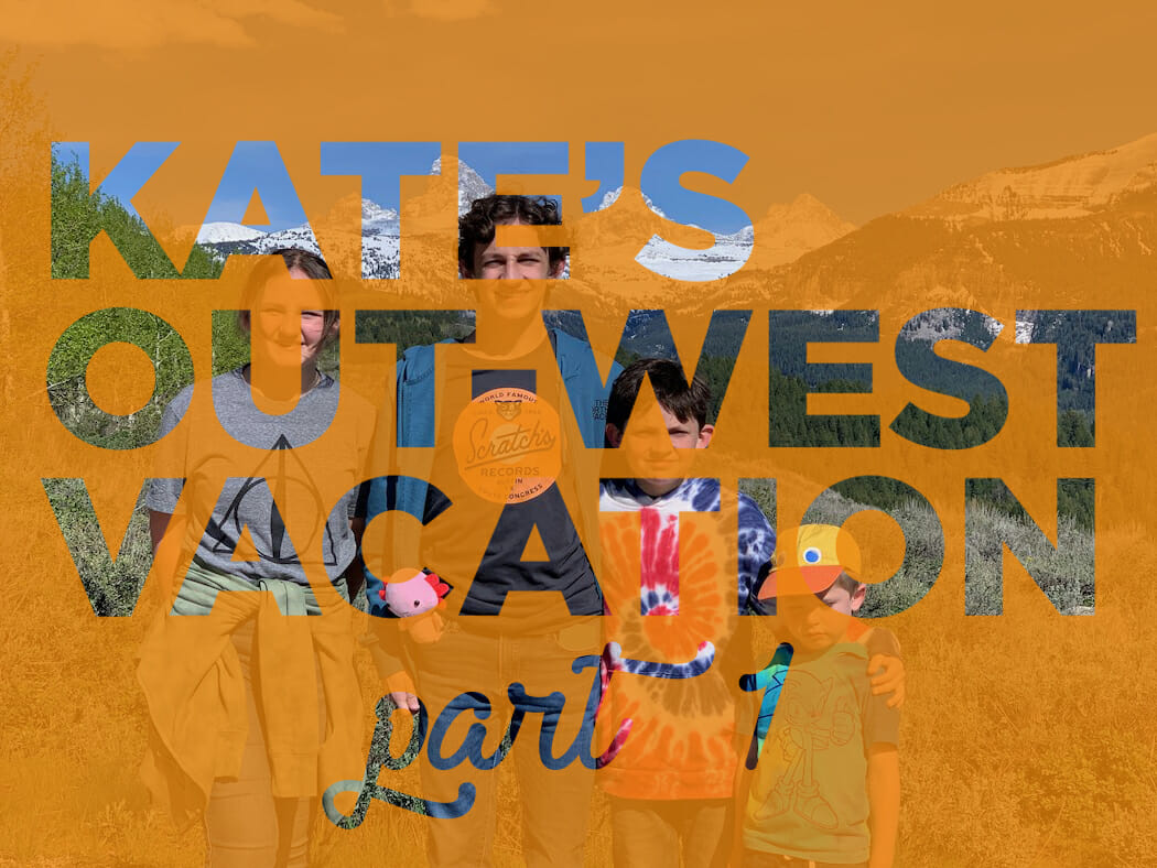 orange text on photograph