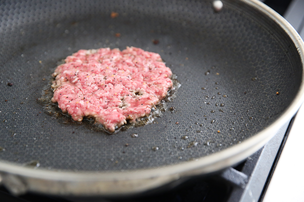 hamburger in a pan