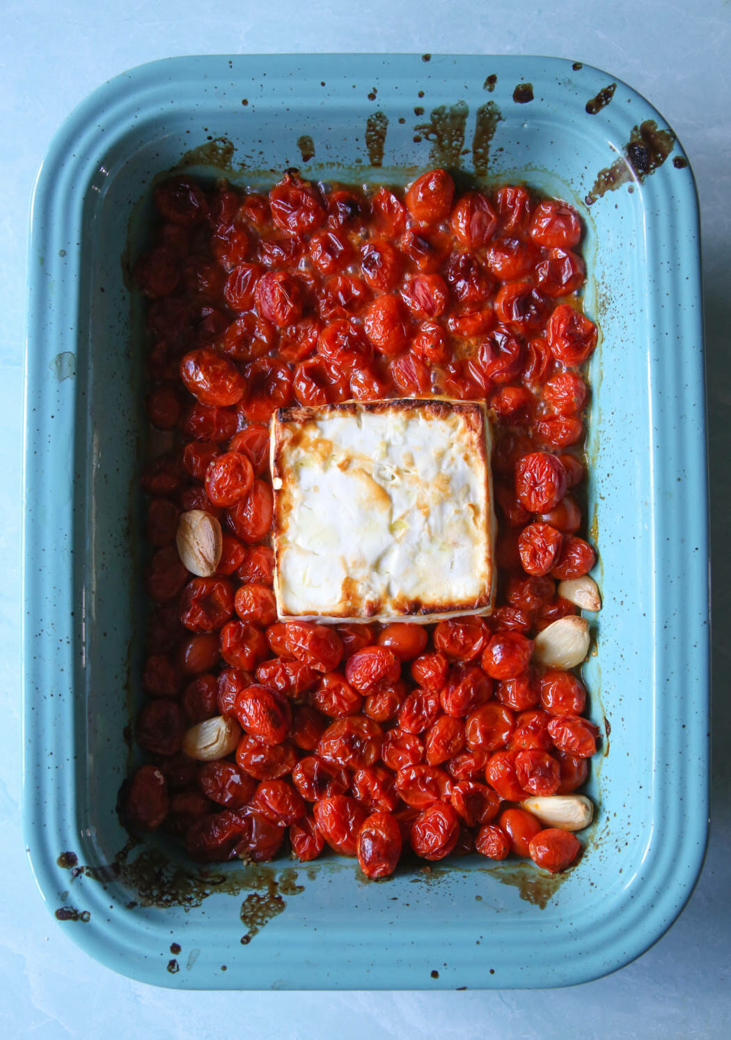 roasted tomatoes, garlic, and feta cheese
