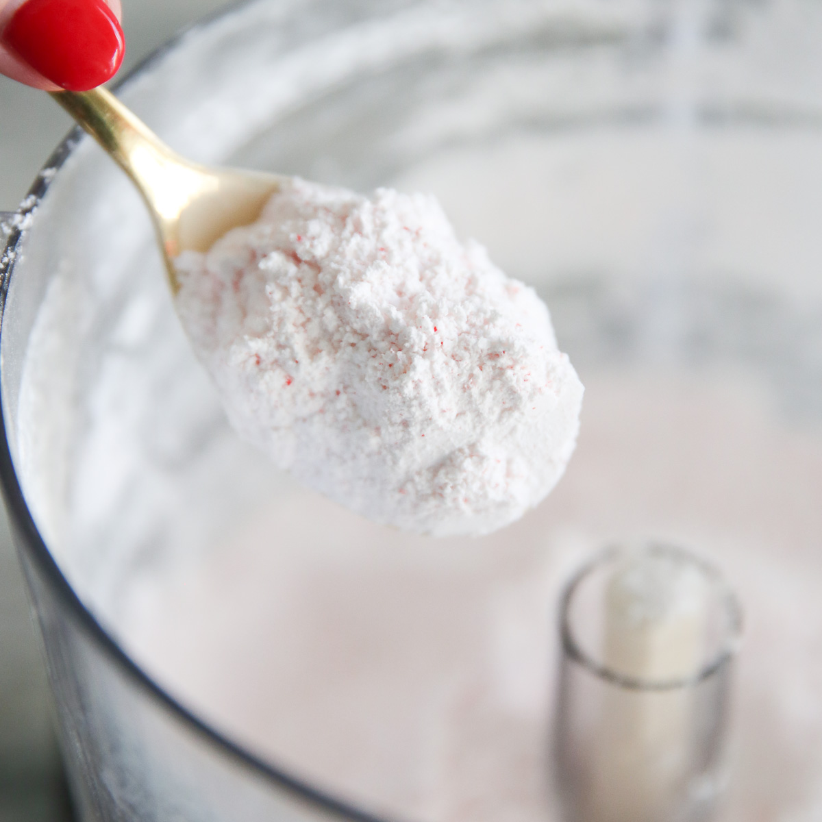 spoon full of candy cane sugar