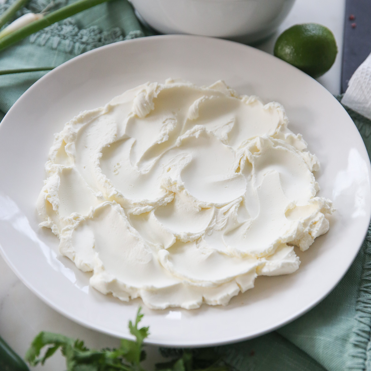 cream cheese on a white plate