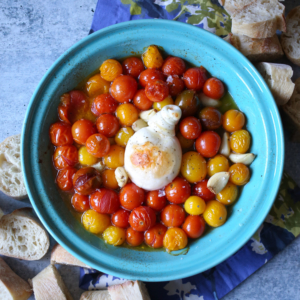 Roasted Burrata with Tomatoes and Garlic from Our Best Bites