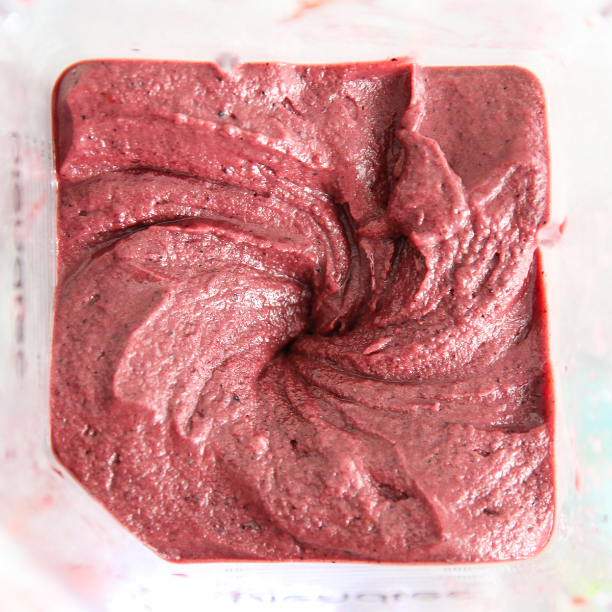 frozen fruit puree in a blender