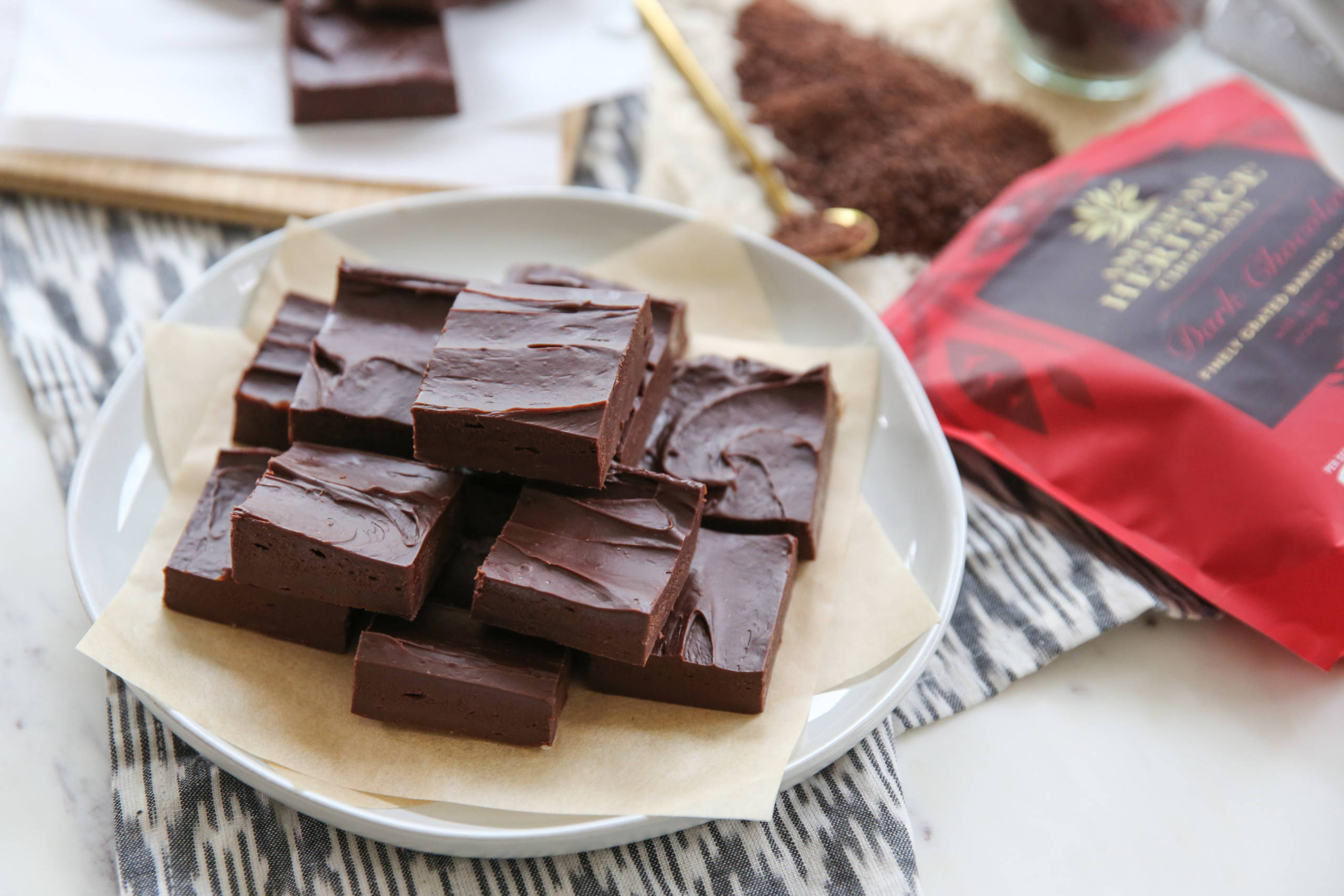 Chocolate fudge on a plate