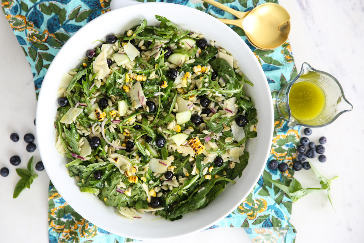 Basil Orzo Pasta in bowl
