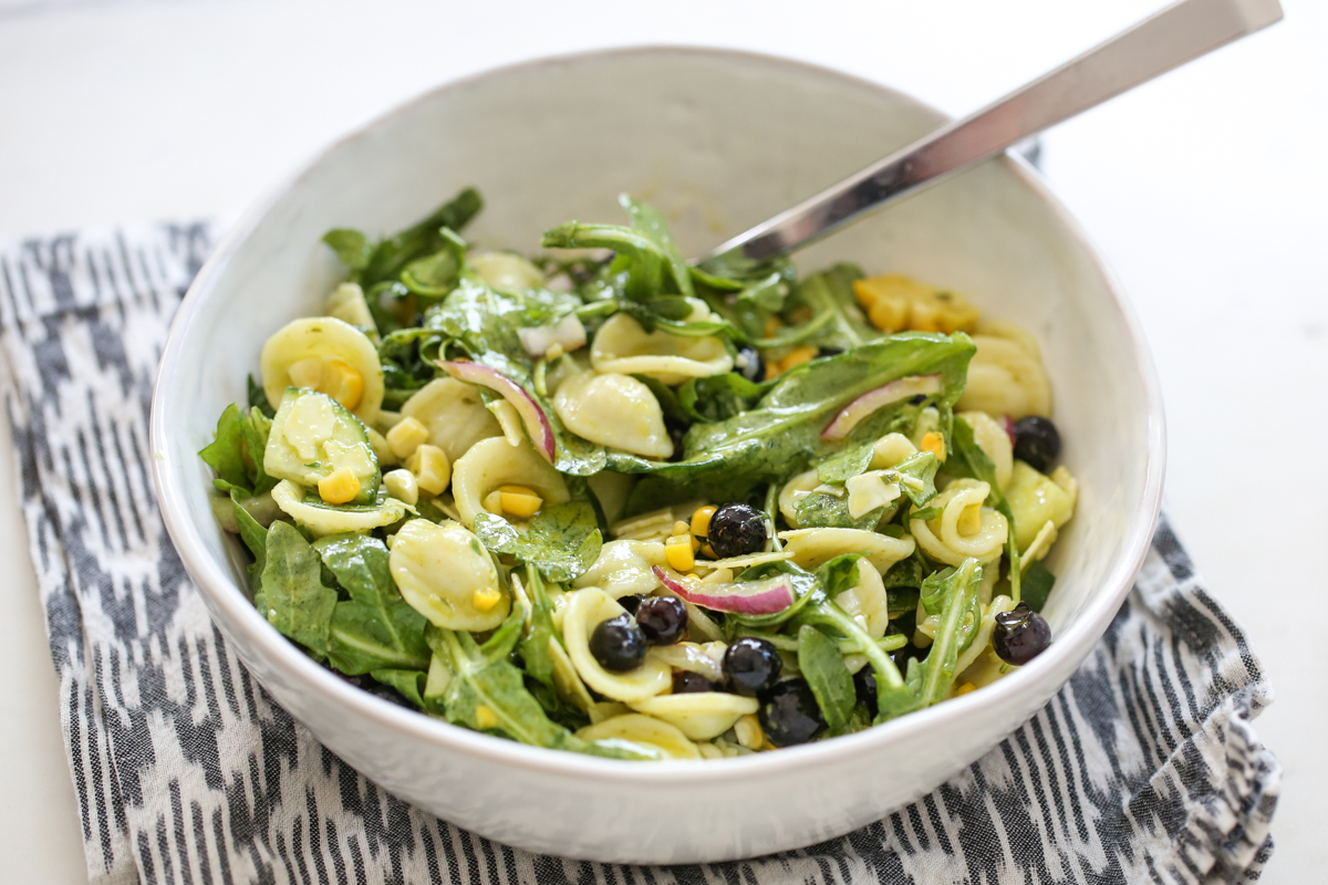 Basil Corn Salad in bowl