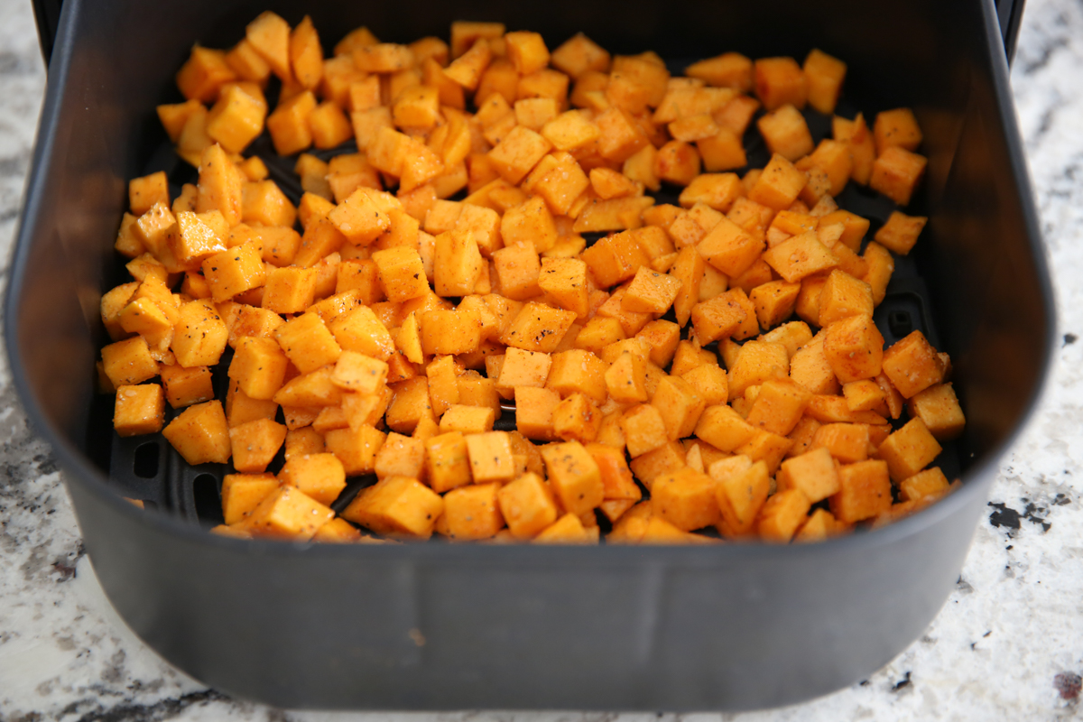 butternut squash in air fryer basket