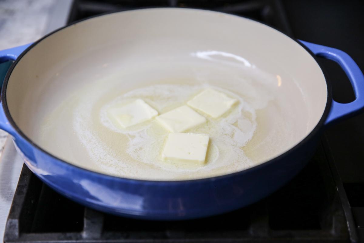melted butter in a skillet