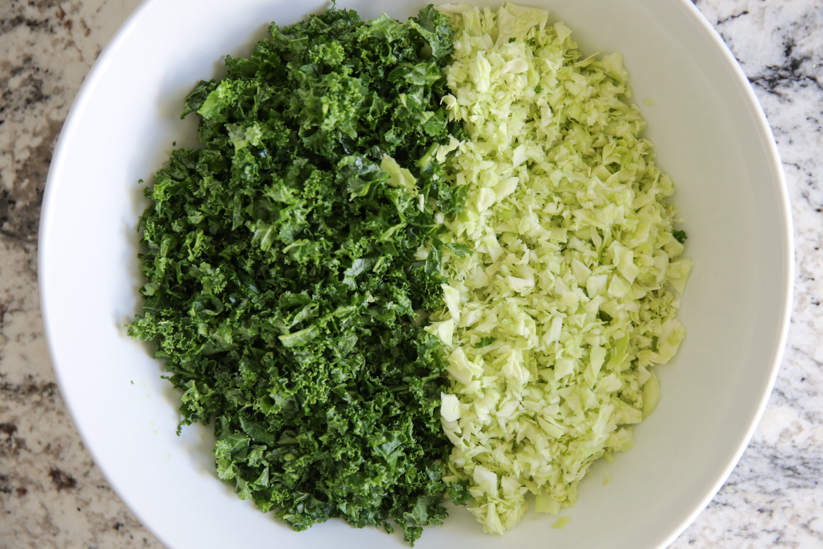 chop kale and cabbage