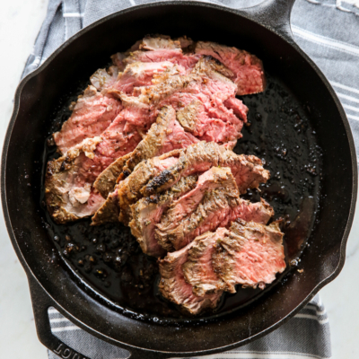 Tri Tip Steak in pan
