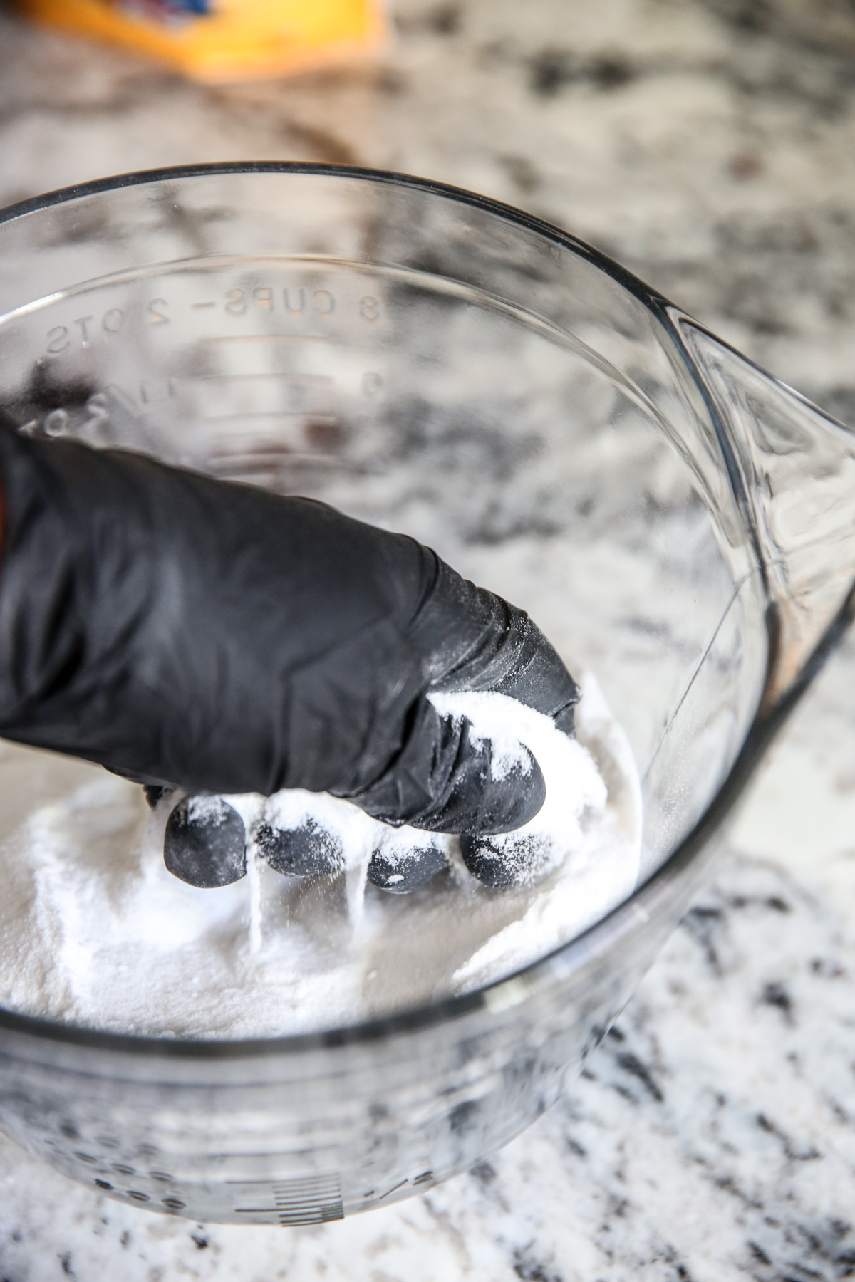 mixing sink scrub by hand