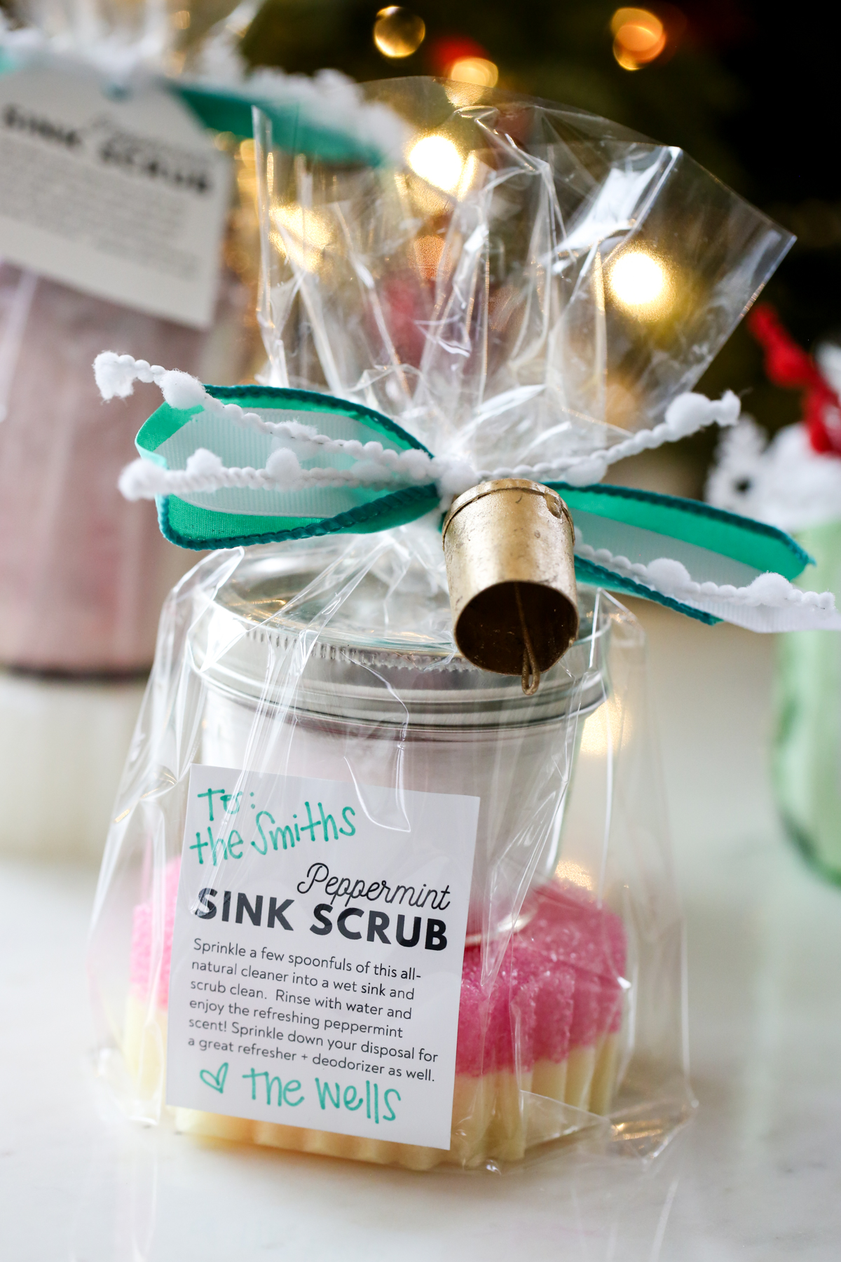 jarred sink cleaner with holiday labels