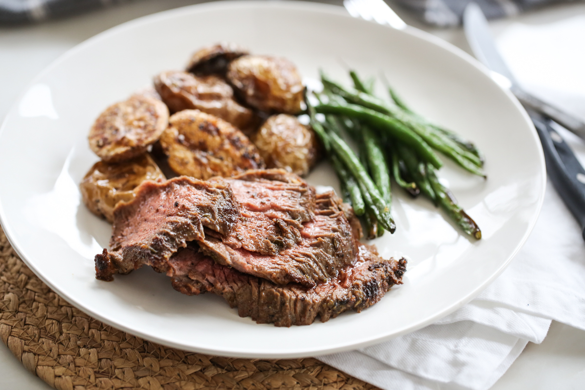 Sliced Tri Tip on a plate 