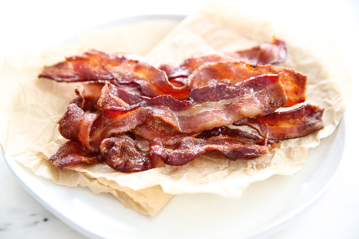 Crispy bacon on a plate