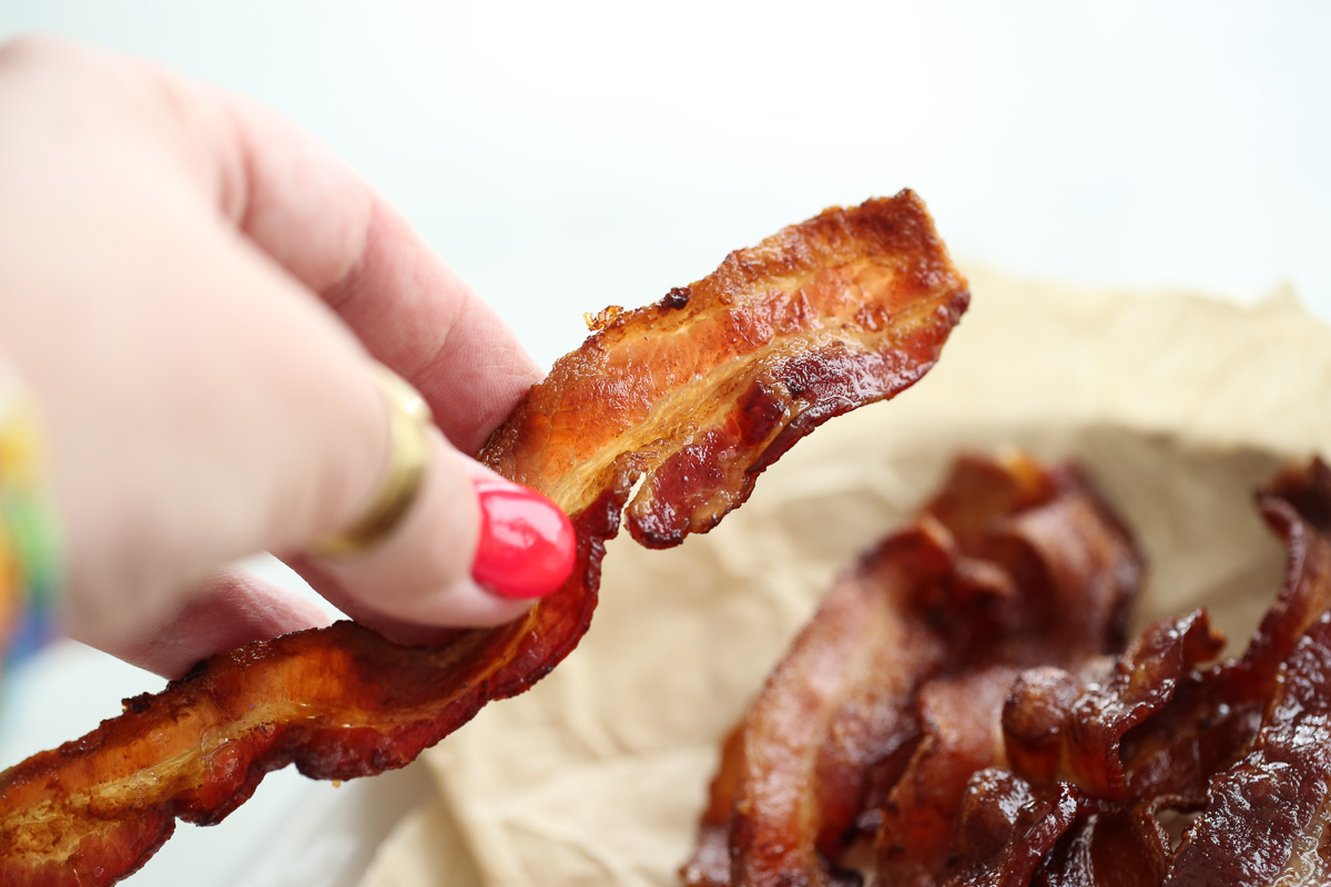 Crispy bacon on a plate