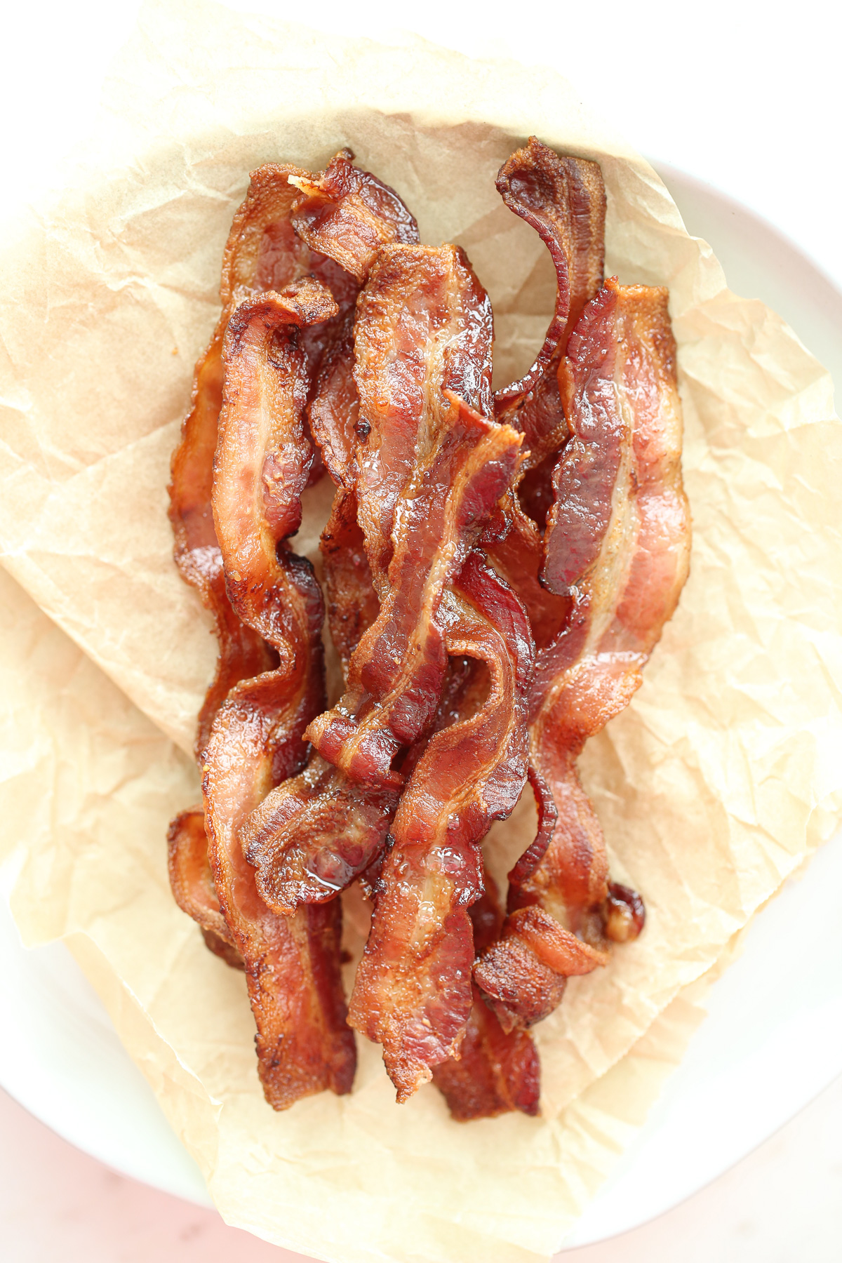 Crispy bacon on a plate