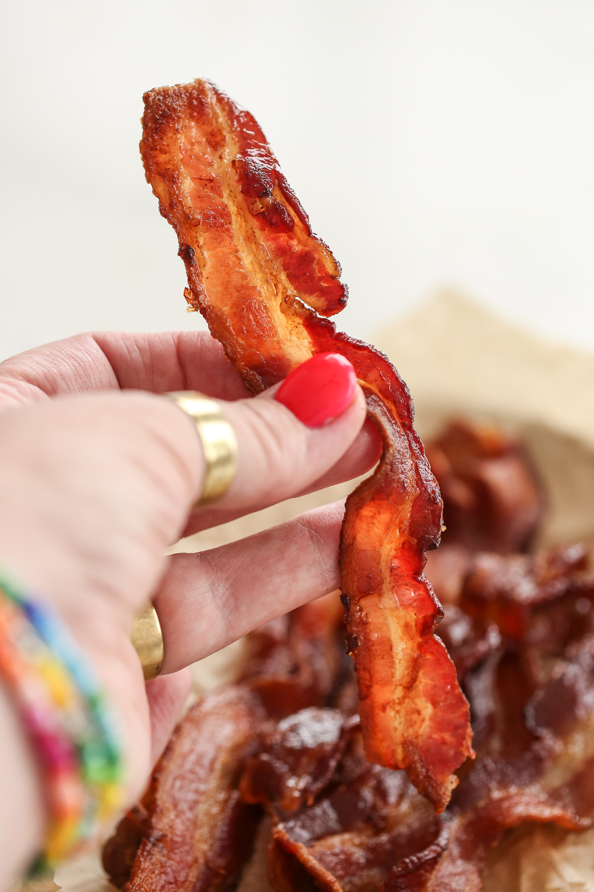 Crispy bacon on a plate