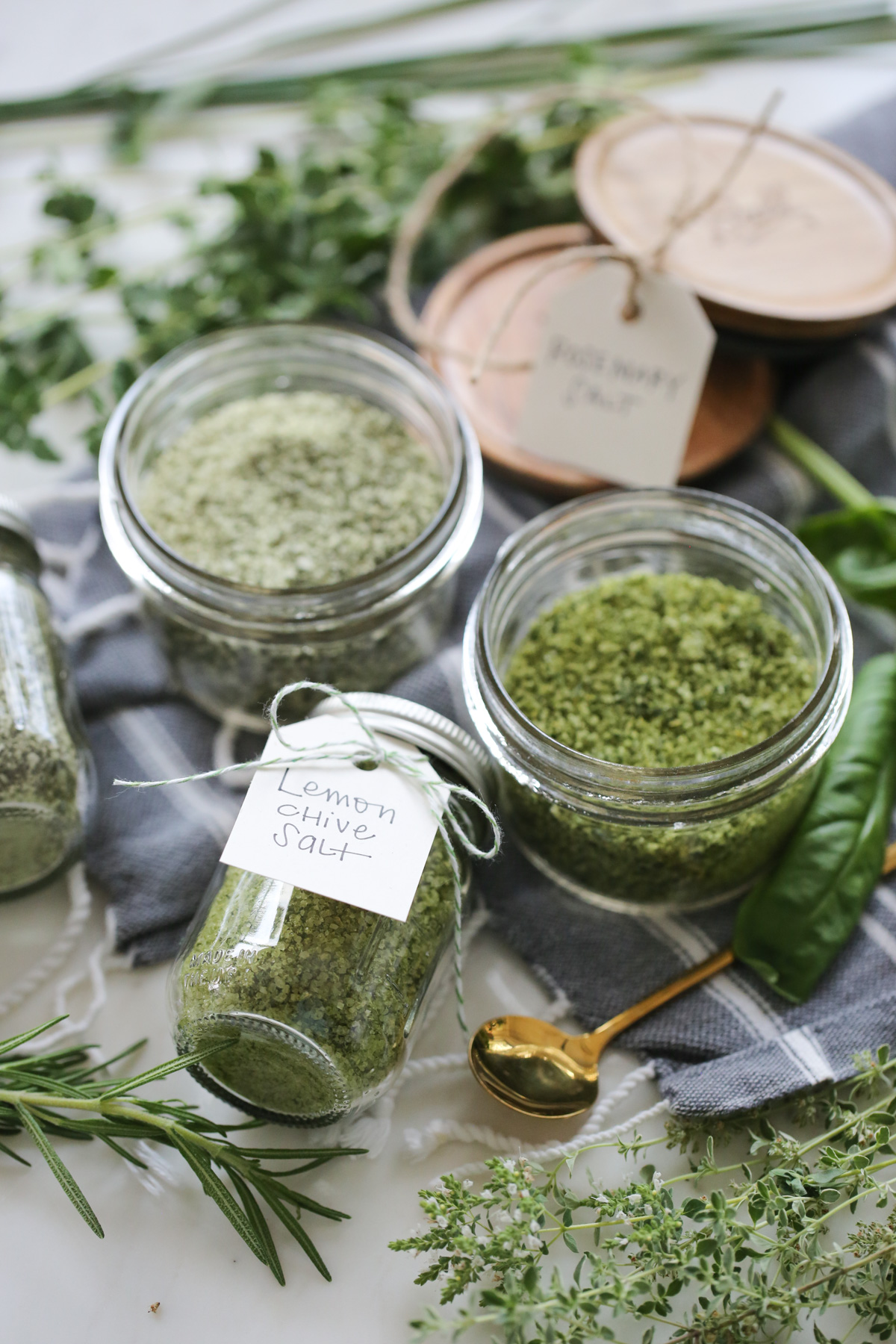 herbed salts in glass jars