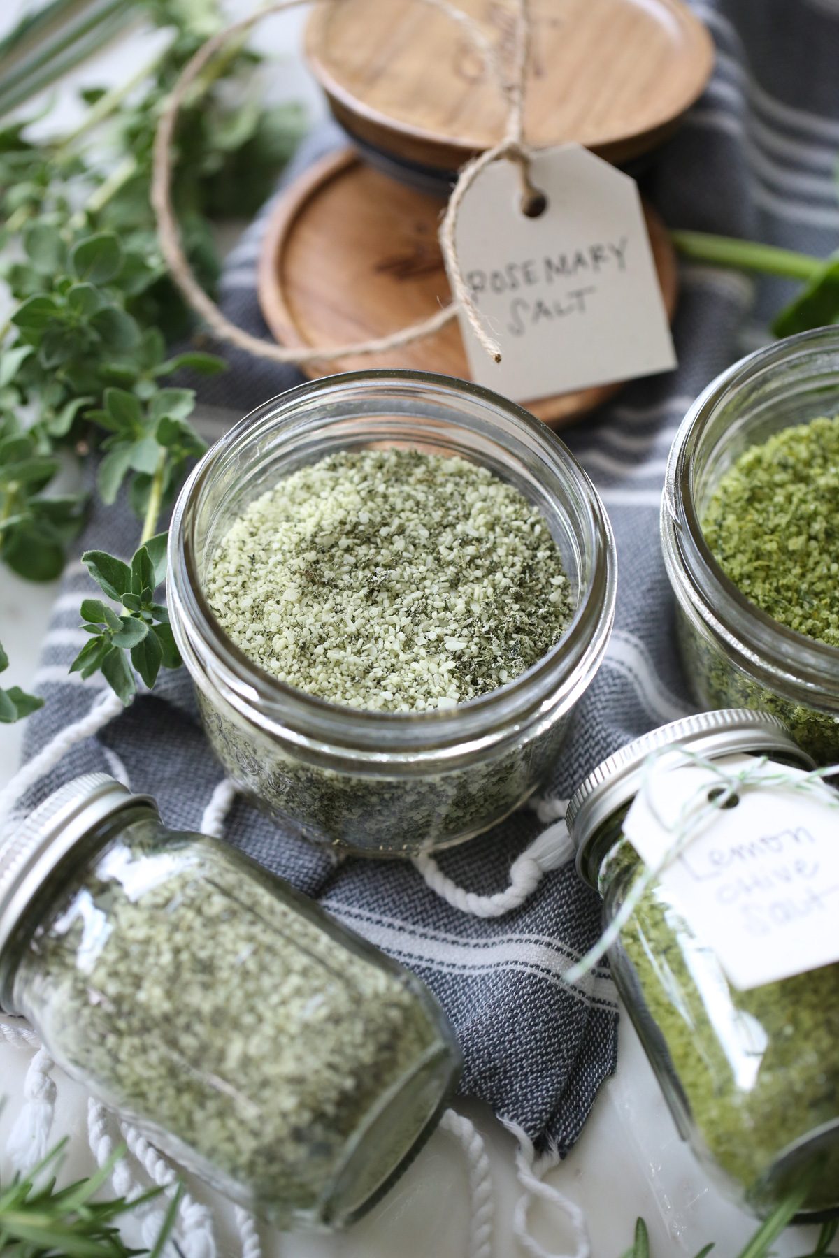 flavored herb salts in jars