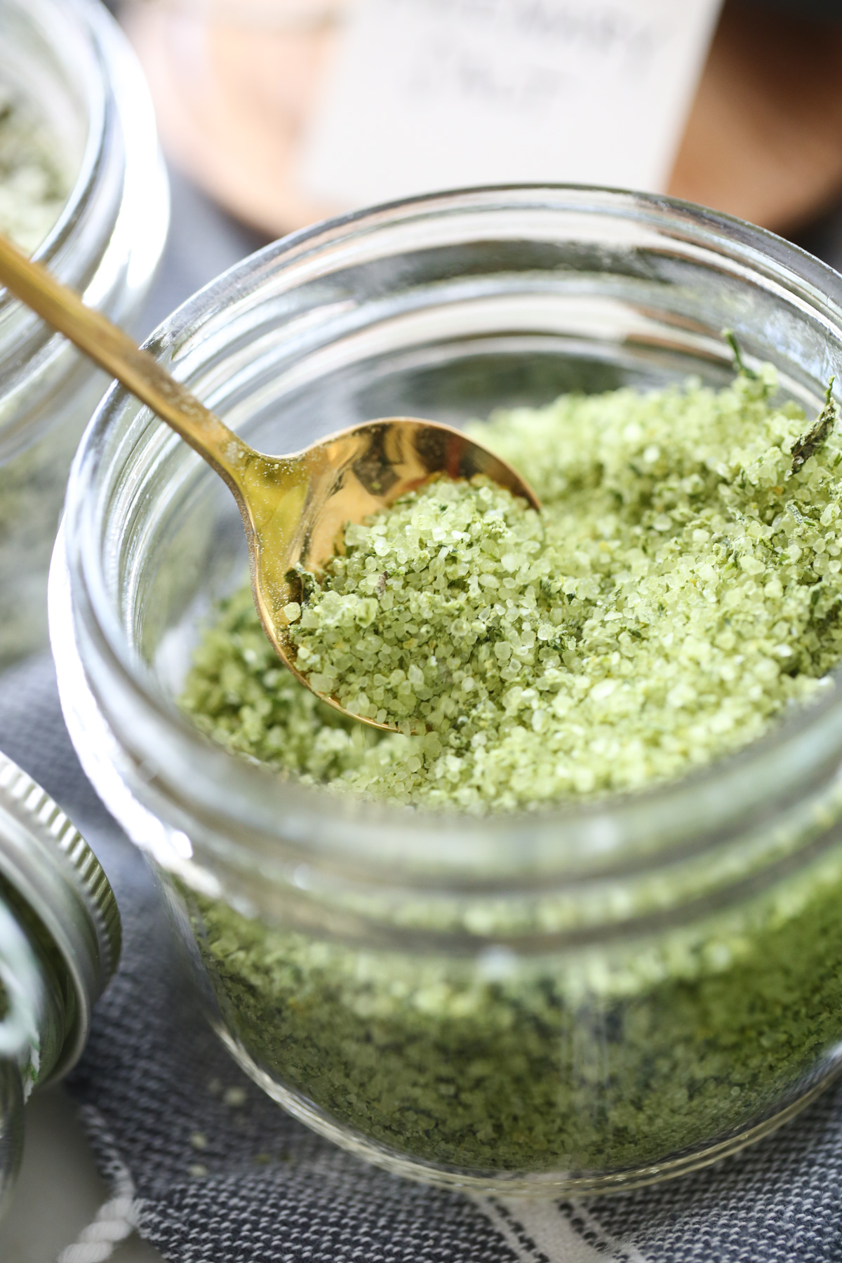 herb salt in a glass jar