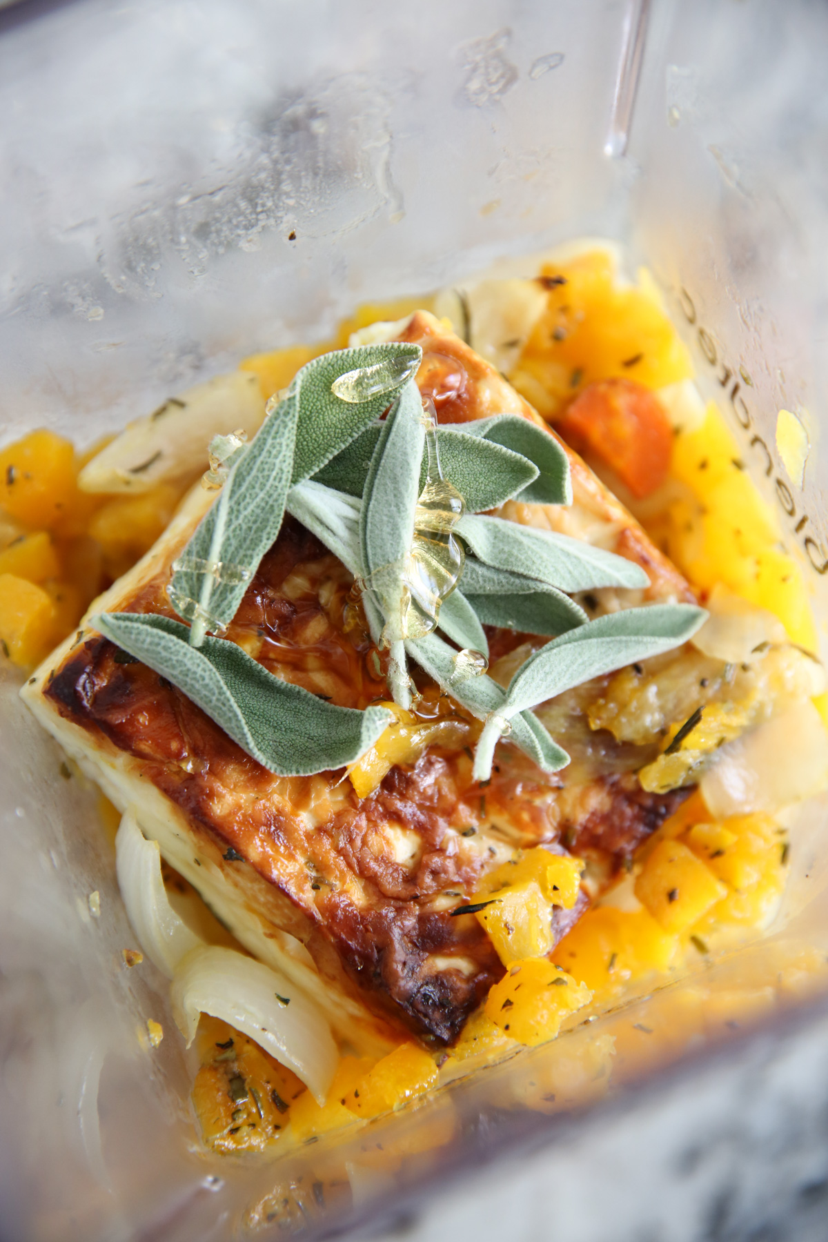 soup ingredients in a blender