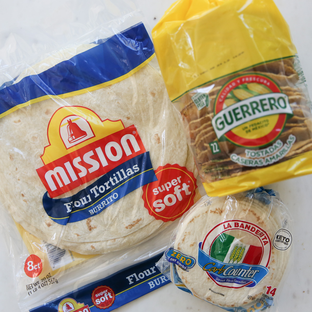 Tortillas in various sizes