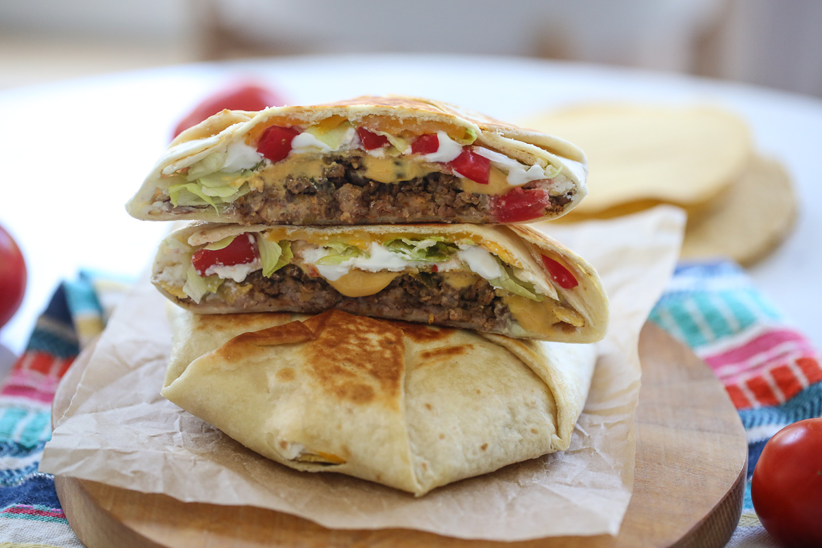 crunch wrap supreme cut in half