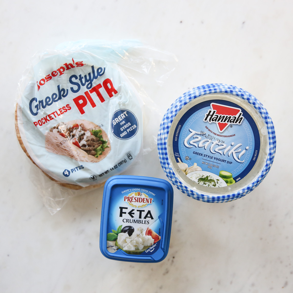 tzatziki, pita pockets, feta cheese