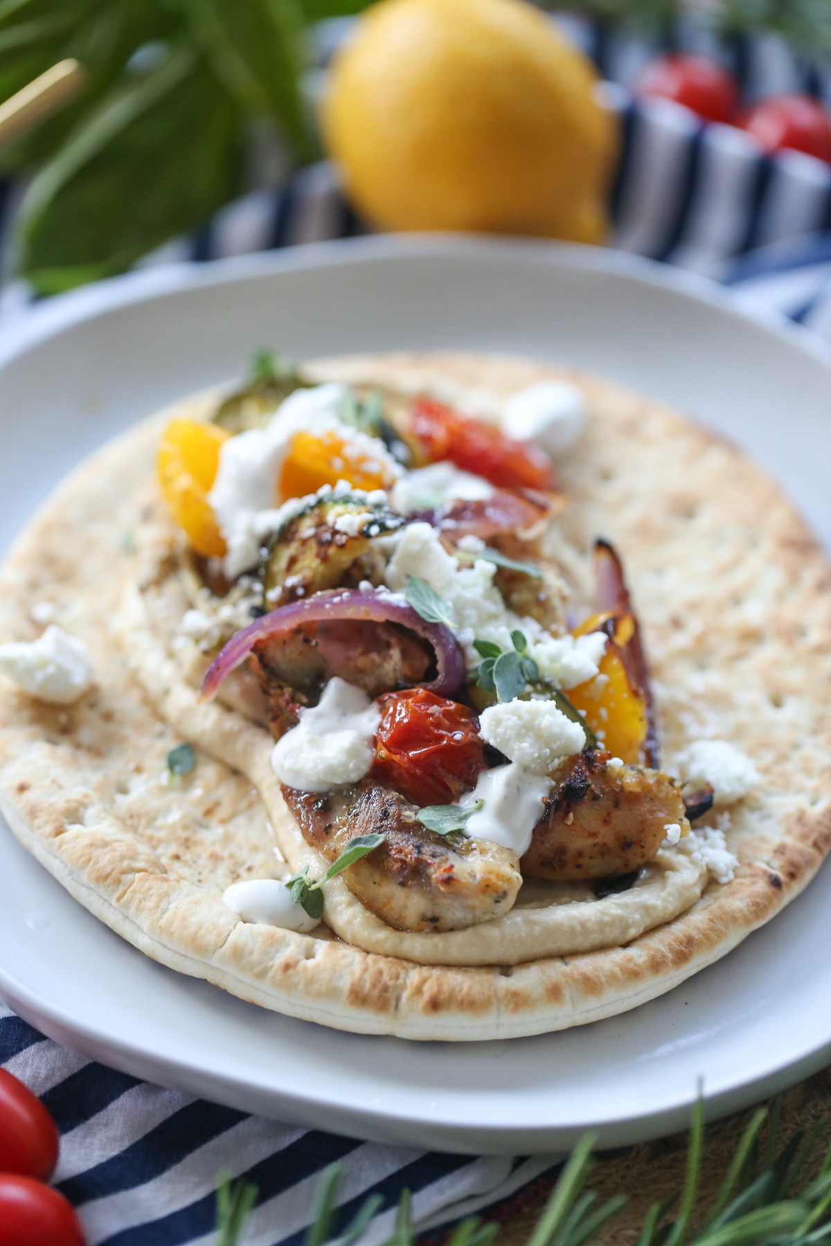 Greek Sheet Pan Chicken on a Pita