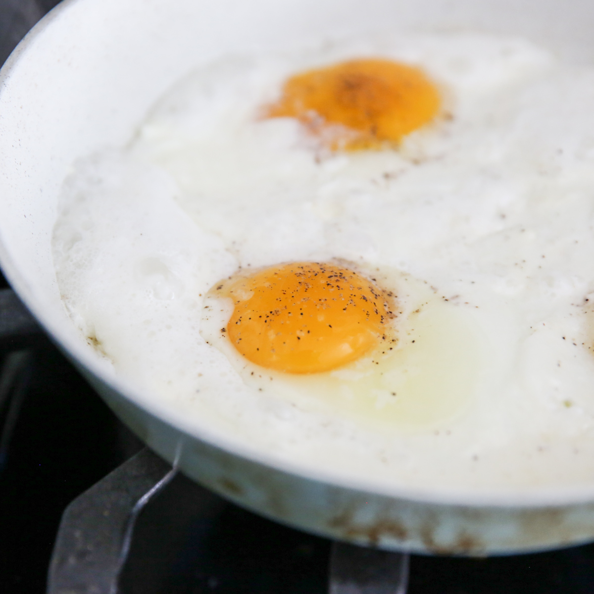 eggs frying in cream