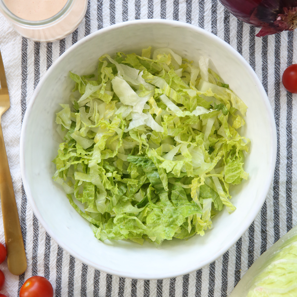 shredded ice berg lettuce  in a bowl