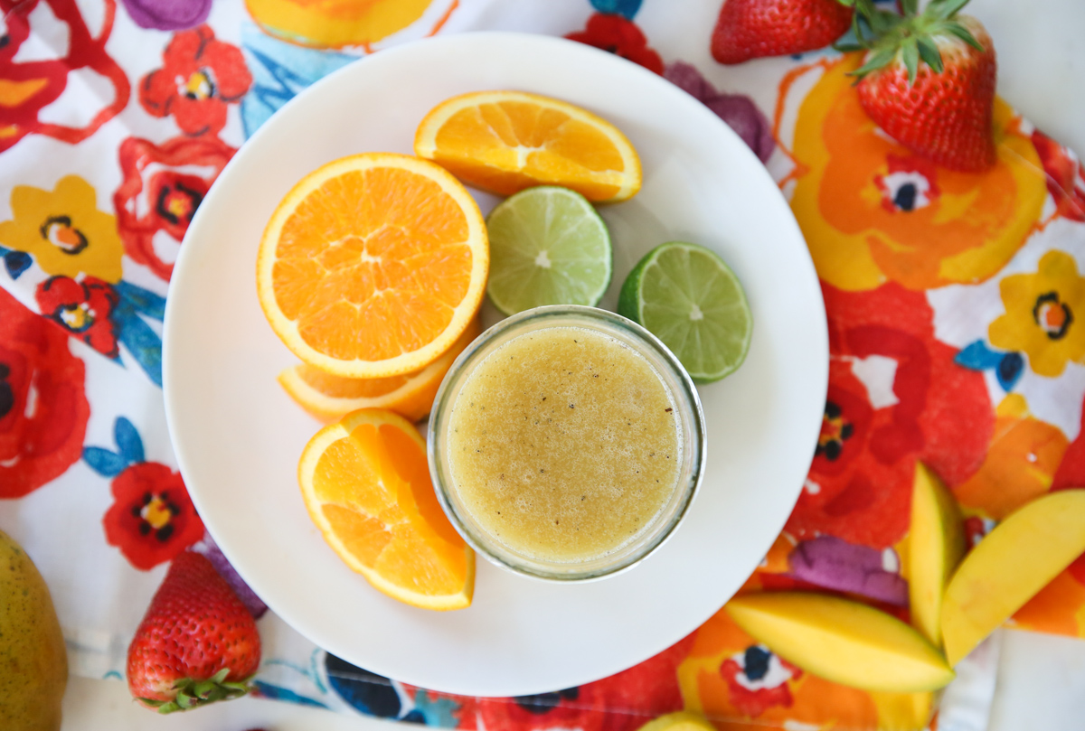 Honey Citrus Vinaigrette surrounded by citrus