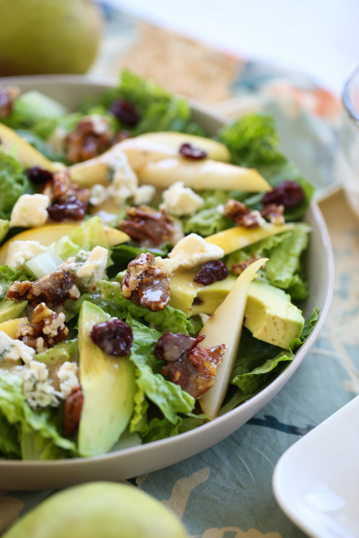 close up shot of Pear and Blue Cheese Salad