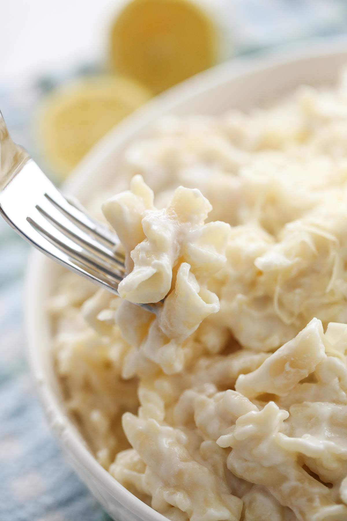 Close up shot of Our best bites lemon ricotta pasta