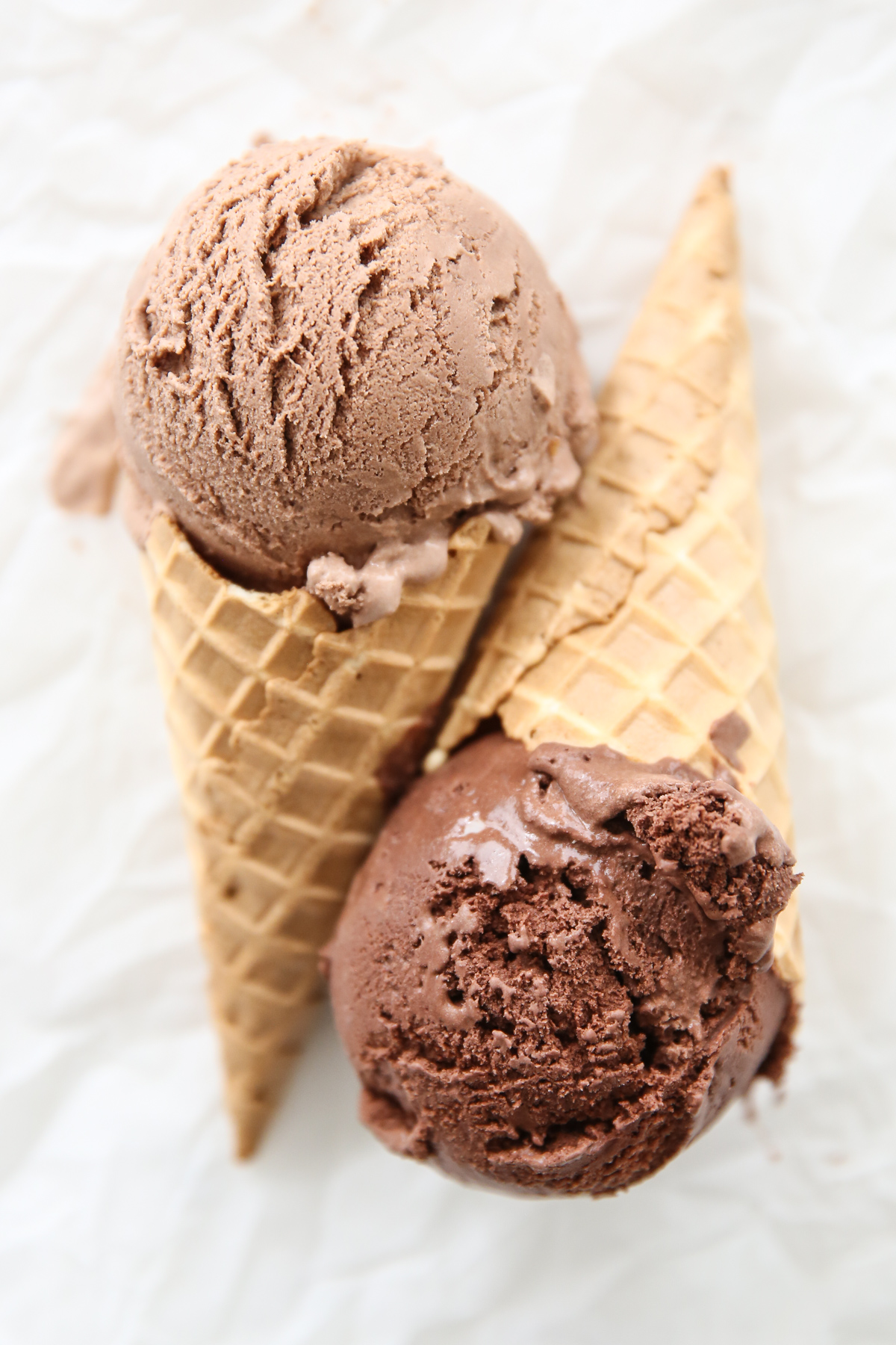 side by side ice cream cones