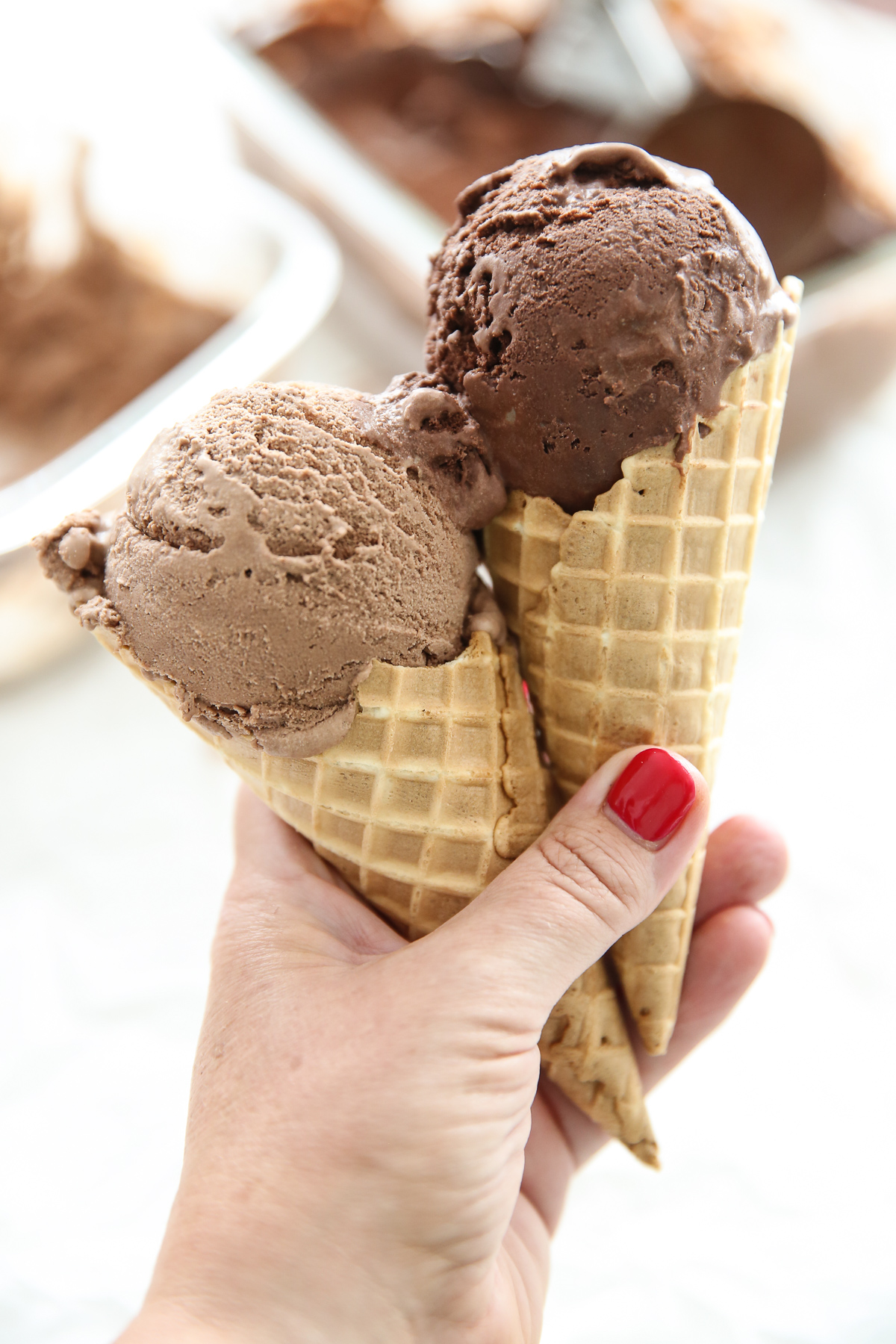 side by side ice cream cones