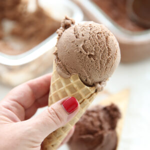 chocolate ice cream in a cone