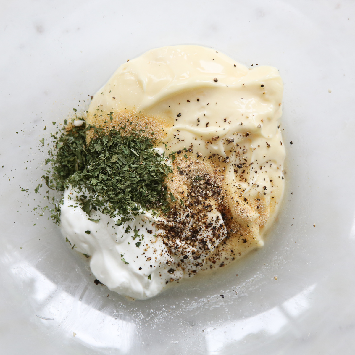 chicken salad sauce in a bowl