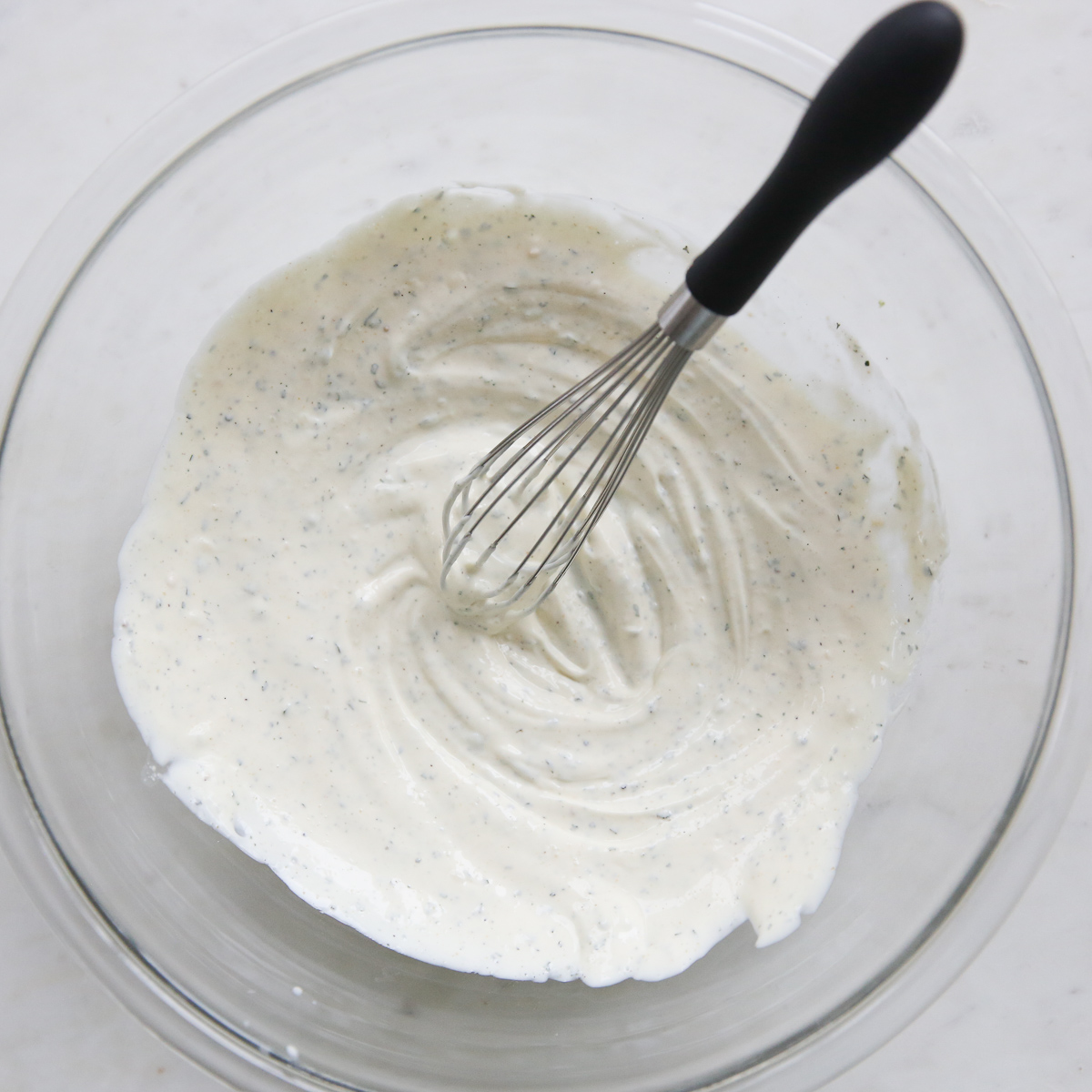 chicken salad sauce in a bowl