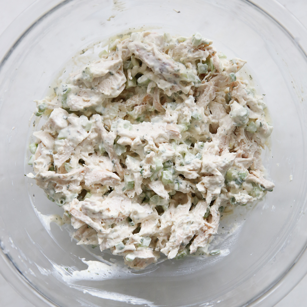 mixed chicken salad in a bowl