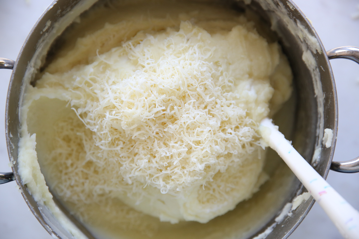 adding shredded parm to mashed potatoes